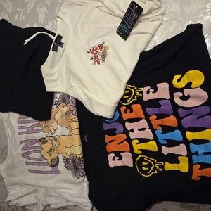 Kids Graphic T-Shirts Set - Black, White, Multicolor